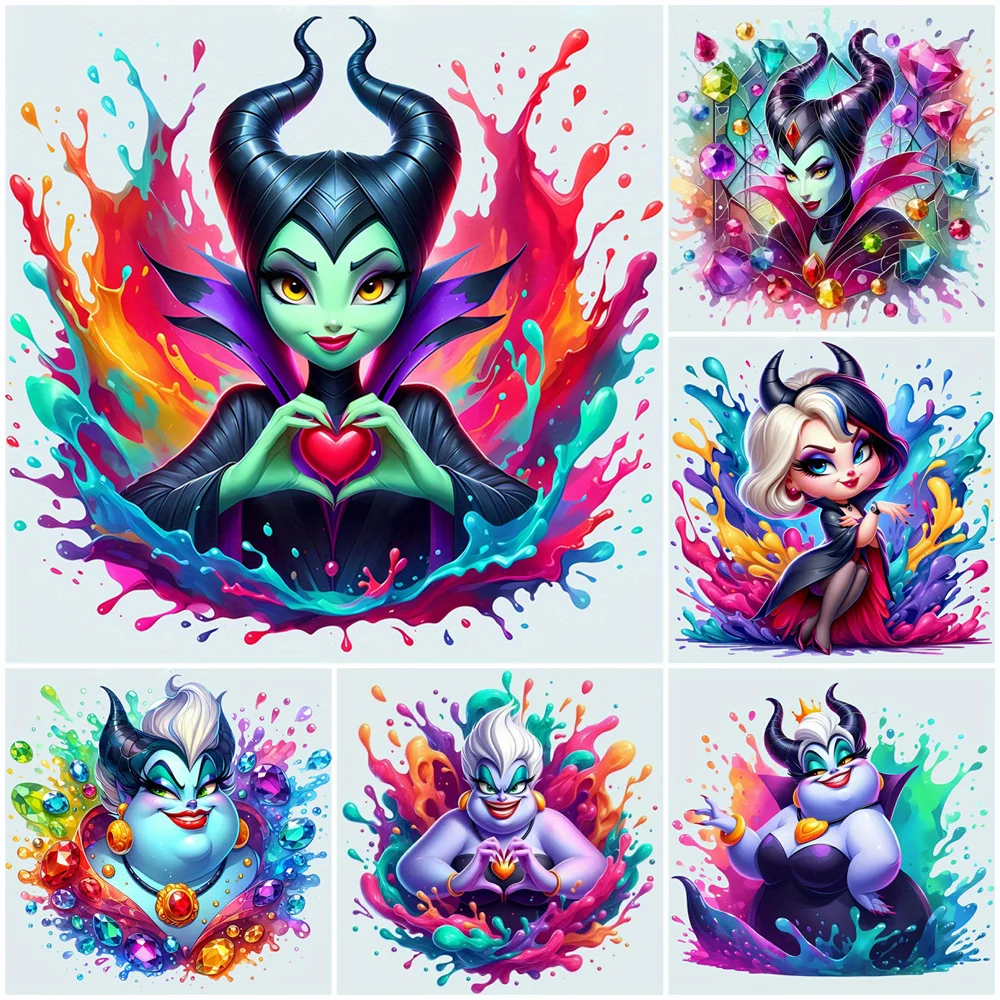 Disney Cartoon Diamond Painting Villains Full Square Round Diamonds Embroidery Maleficent Ursula Mosaic Cruella Home Decoration