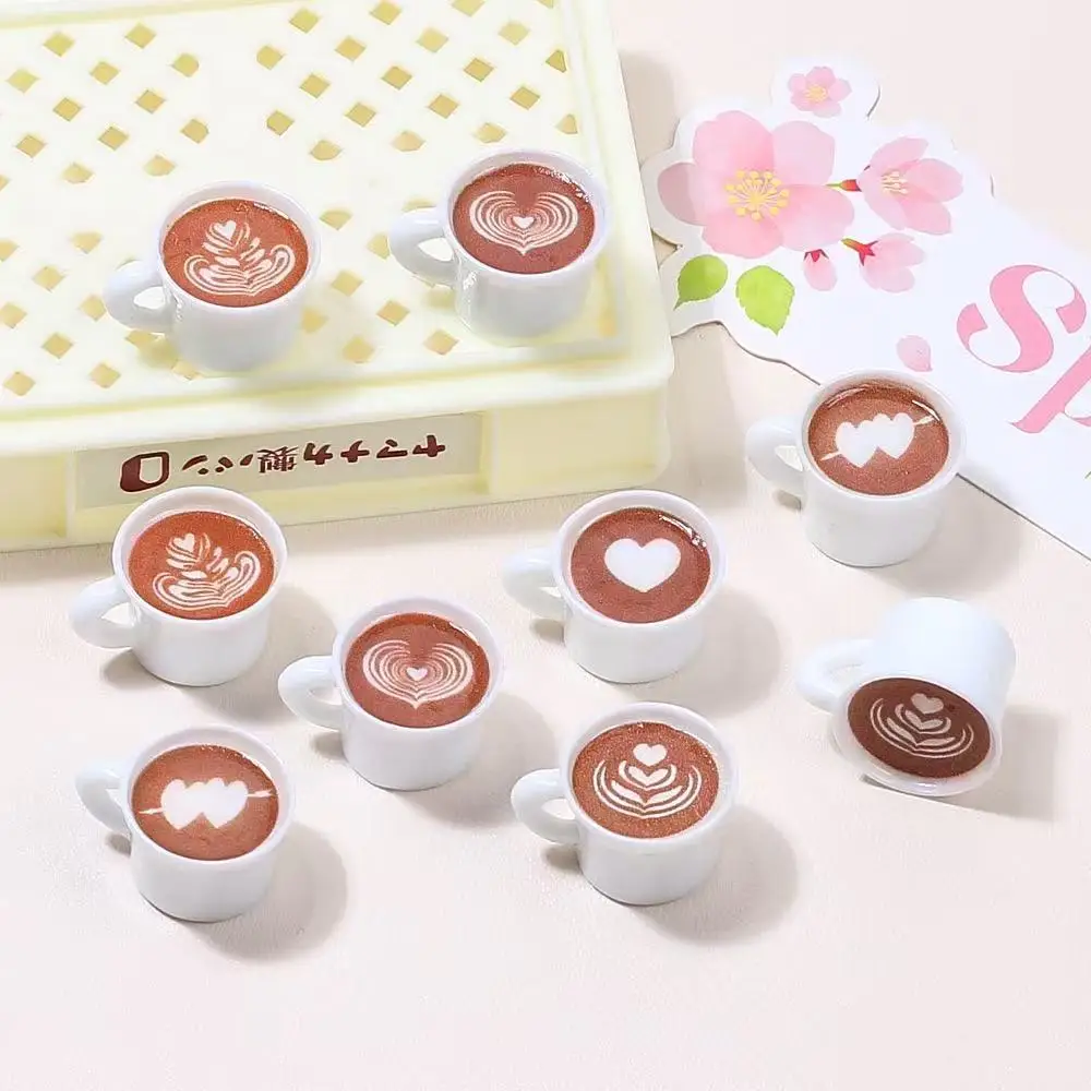 20Pcs 3D Resin Coffee Cup Flatback Cabochon Figurine Artificial Food Scrapbooking DIY Jewelry Craft Decoration Accessories