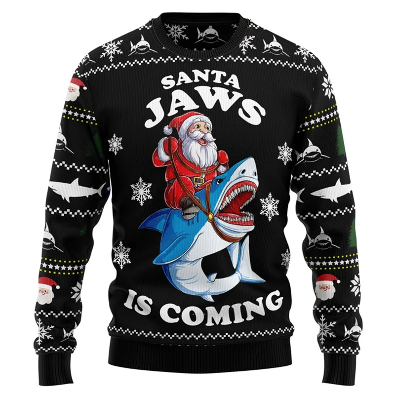 

Funny Santa Claus 3D Printed Hoodies For Men Women Christmas Theme Pullover Ugly Tops Autumn Winter Casual Round Neck Sweatshirt