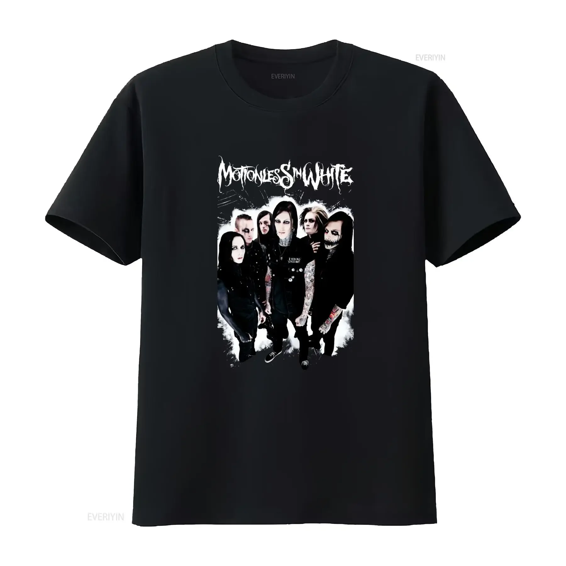 Gothic Motionless In White Rock Band Portrait Print Casual Streetwear T Shirt vintage Washed fashion homme streetwear