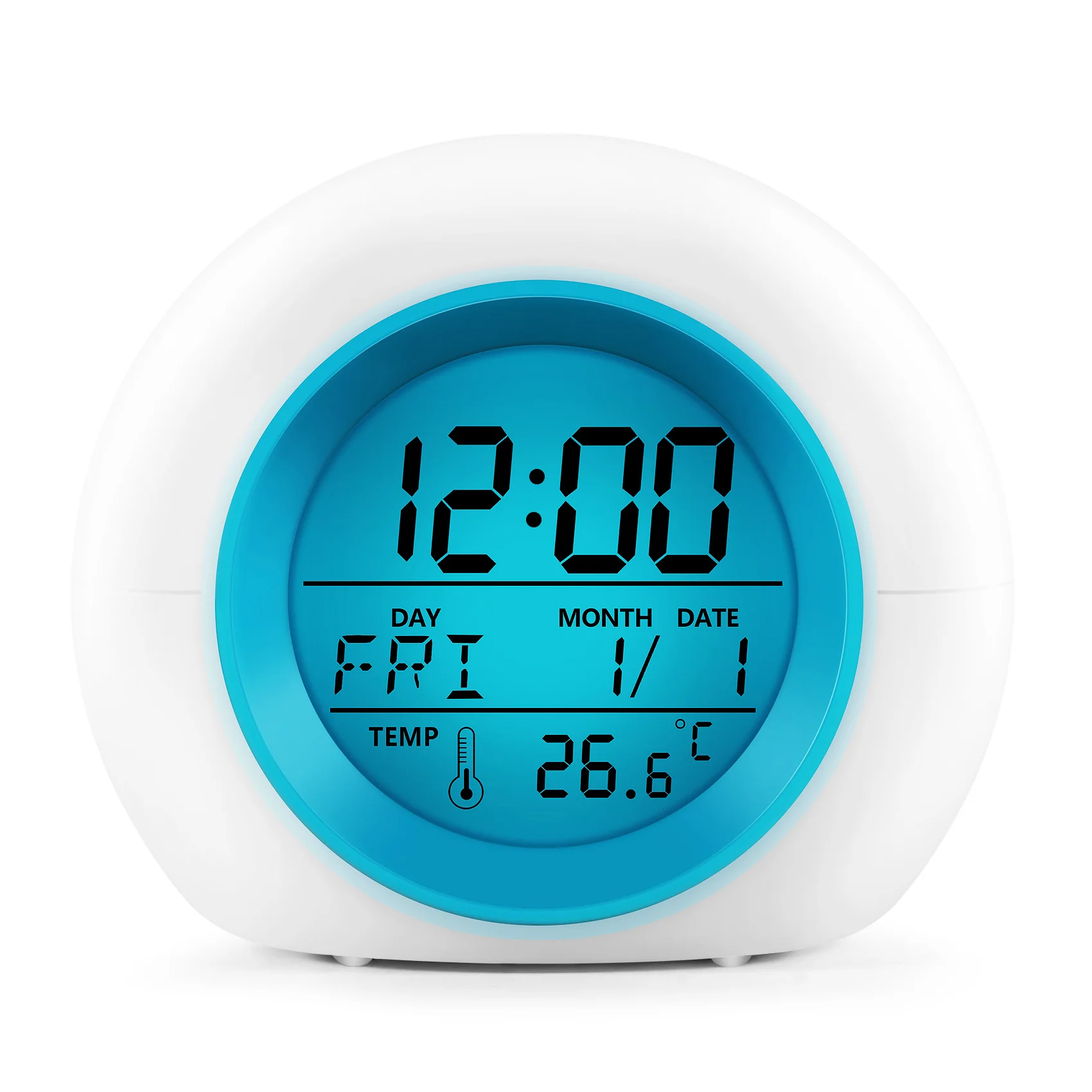 Kids Alarm Clock - Wake Up Light Digital Clock With 7 Colors Changing, Press Control And Snooze Function For Bedrooms