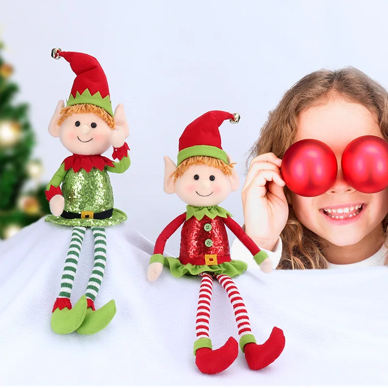 Christmas Tree Decoration 65CM Cute Long Legs Elf Doll Window Decoration Christmas Gift Throw Pillow Children Toys