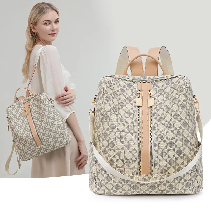 

New Style Backpack, Printed Double-Layer Backpack, Large-Capacity Casual Bag, Simple and Versatile Travel Bag, Multi-Functional Water-Repellent Backpack, Multiple Carrying Methods