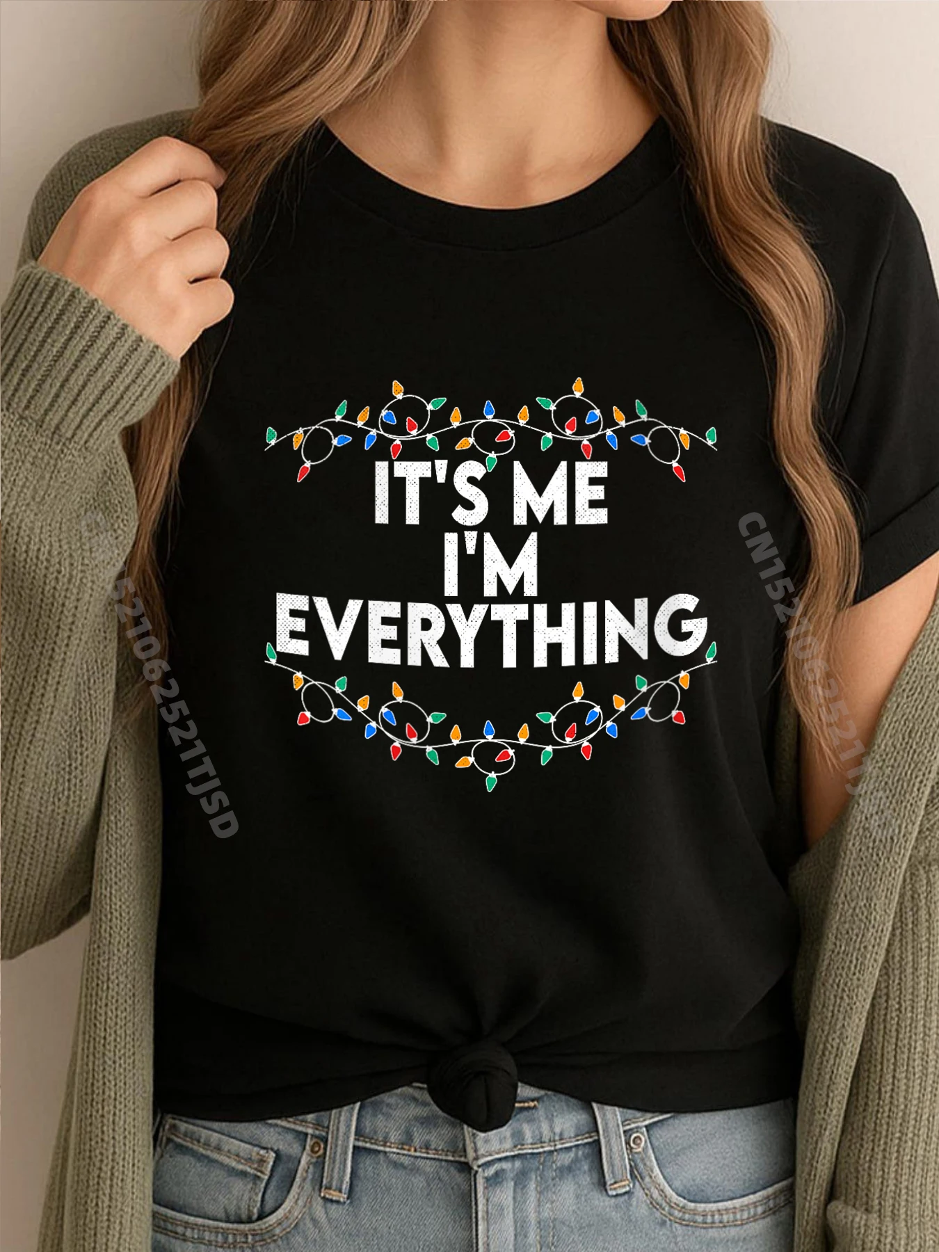 

Одинаковая рождественская кремовая футболка It Me I M Everything для пар, забавные подарки, потертые топы, винтажная футболка