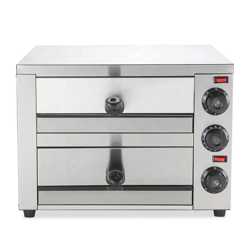 16inch 2460W Commercial Pizza Maker Double Layer Stainless Steel Countertop Electric Pizza Oven
