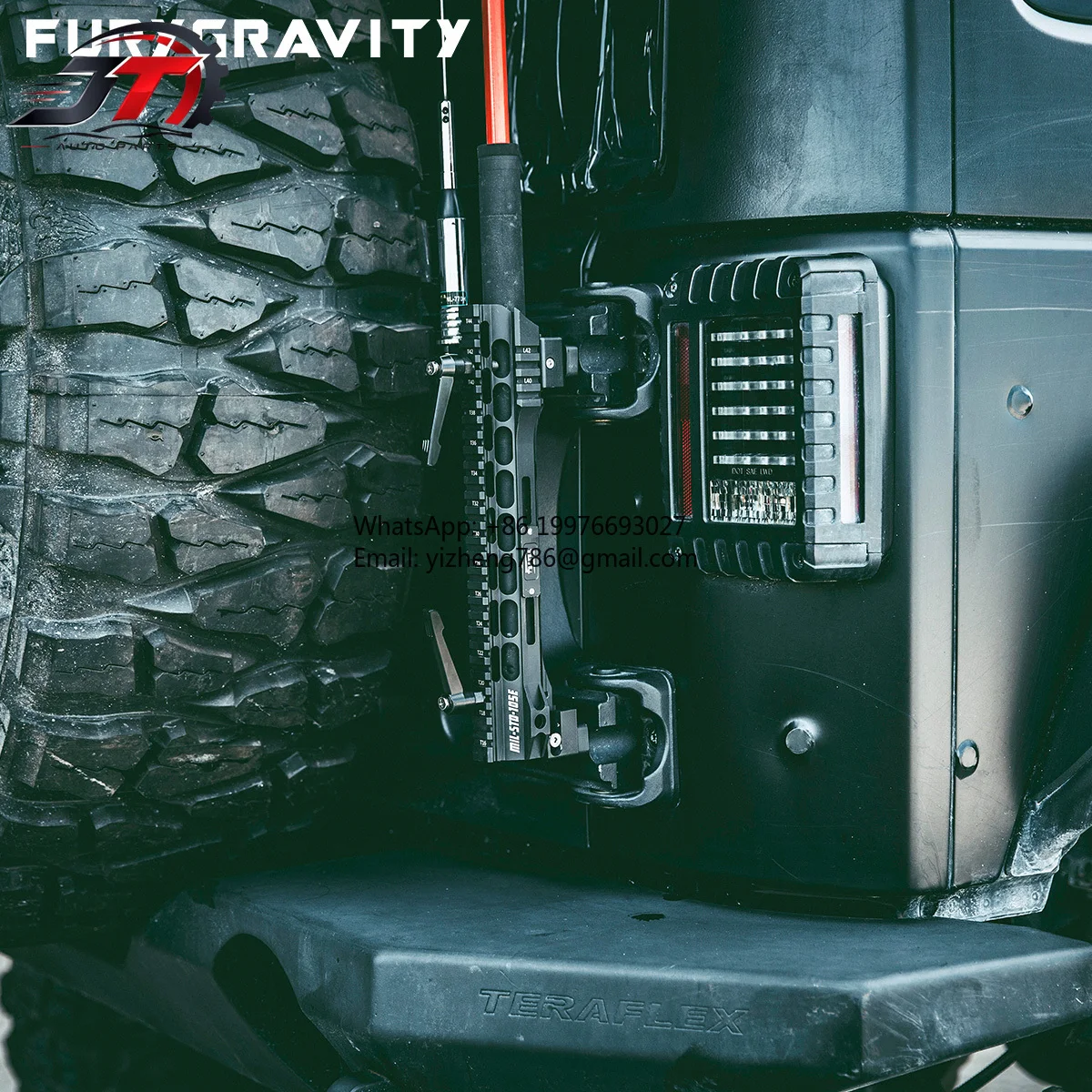 New style FURYGRAVITY Aluminum Flag Pole Mounting Bracket, Heavy Duty Antenna & Flag Pole Holder For Jeep Wrangler JK/JL Rubicon