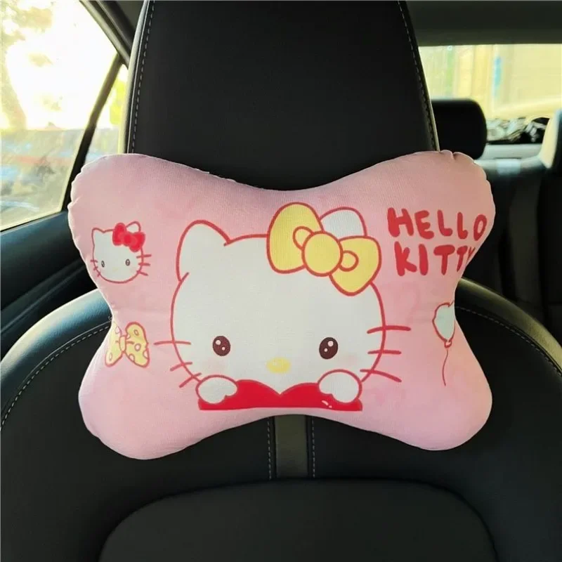 Sanurgente-Oreiller de voiture en peluche Hello Kitty My Melody, dessin animé japonais et coréen, oreiller de voiture haut de gamme, repos de sauna pour le cou, décoration intérieure de voiture
