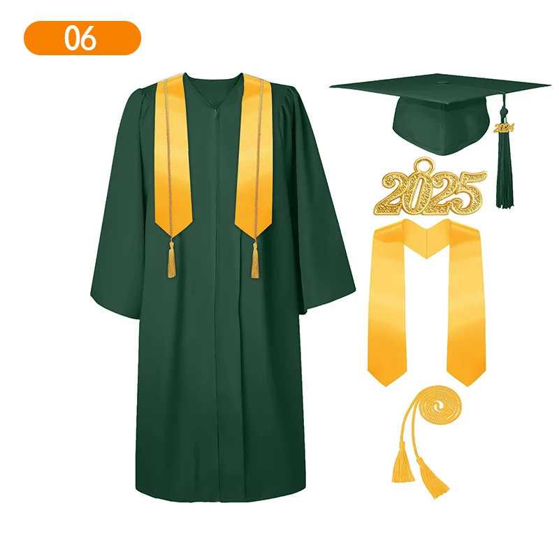 4 pz/set Bambini Per Adulti Uniforme Da Stagnoro Vestito Con Cappello Nappa Corda College Abiti di Laurea Robe 2025 Laurea Stola Nappa Set