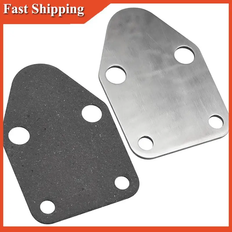 

A90E-SBC Chrome Fuel Pump Block Off Plate With Gasket For 283 327 350 383 400 SB Chevy Engine
