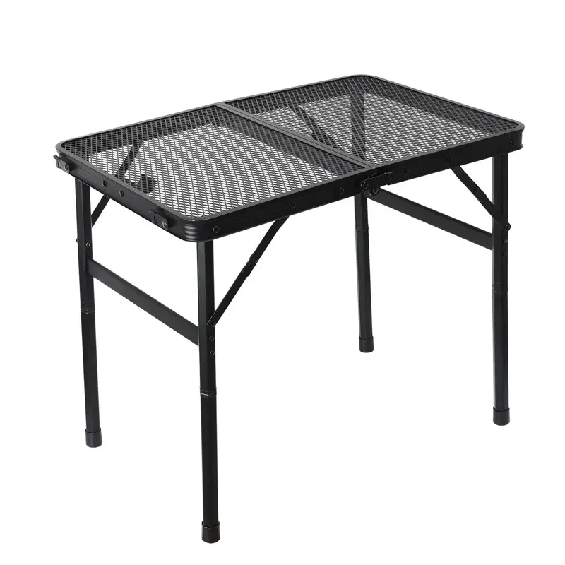 Mesa de Camping plegable portátil, ligera y duradera, para cocina al aire libre y Picnic, con superficie de malla de hierro para una fácil limpieza, 1 unidad