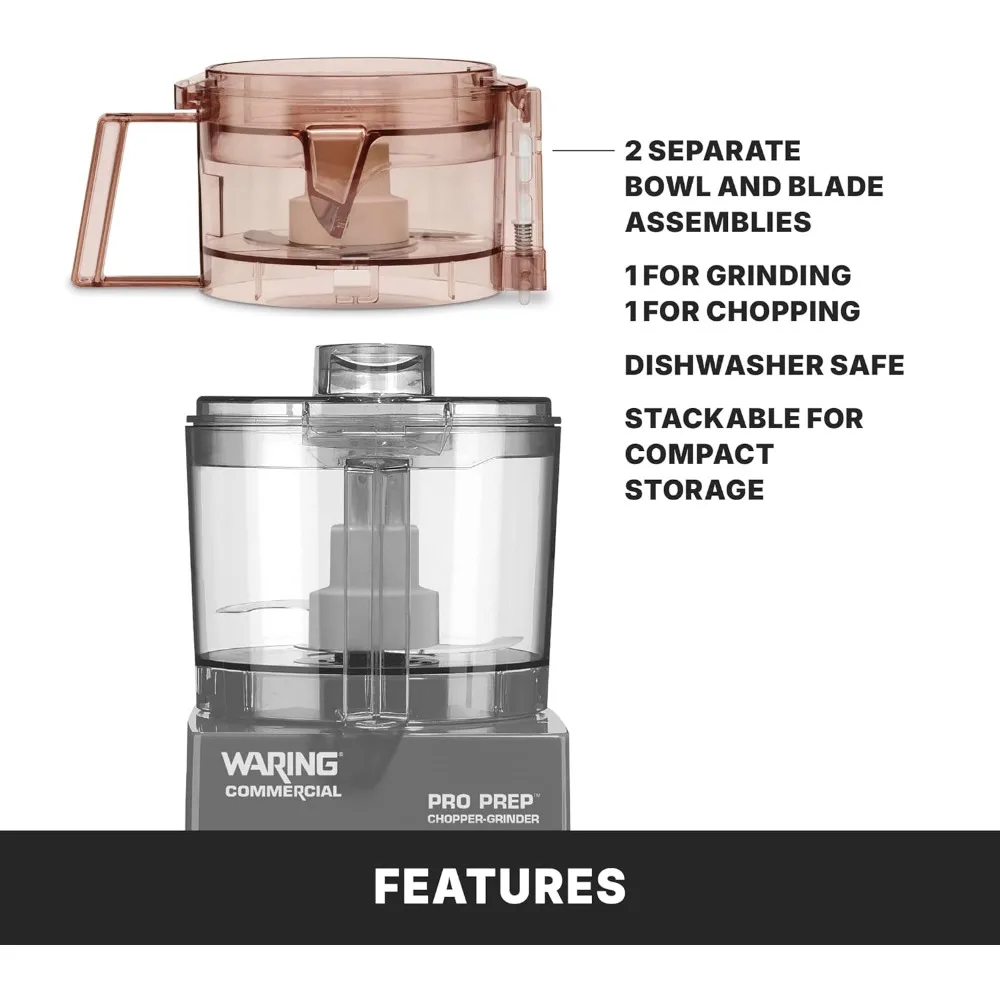 مطحنة المروحية التجارية WCG75 Pro Prep، معالج طعام سعة 3 أكواب، تتضمن وعاءين عمل وتجميع الشفرات. - المنزل #5