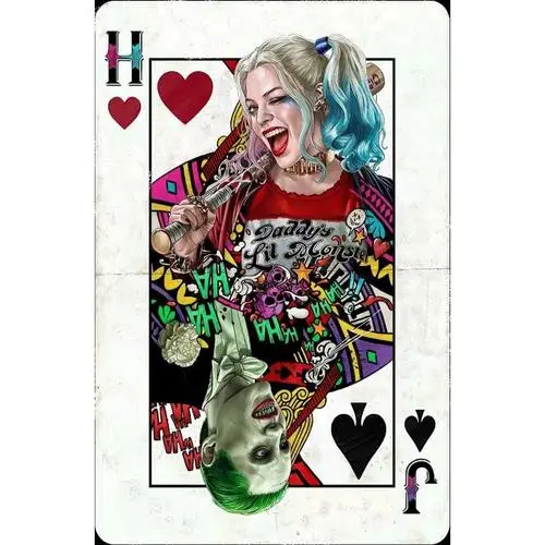 Quinn & Joker Vintage Metal Sign Poker Card Comic Book Tin