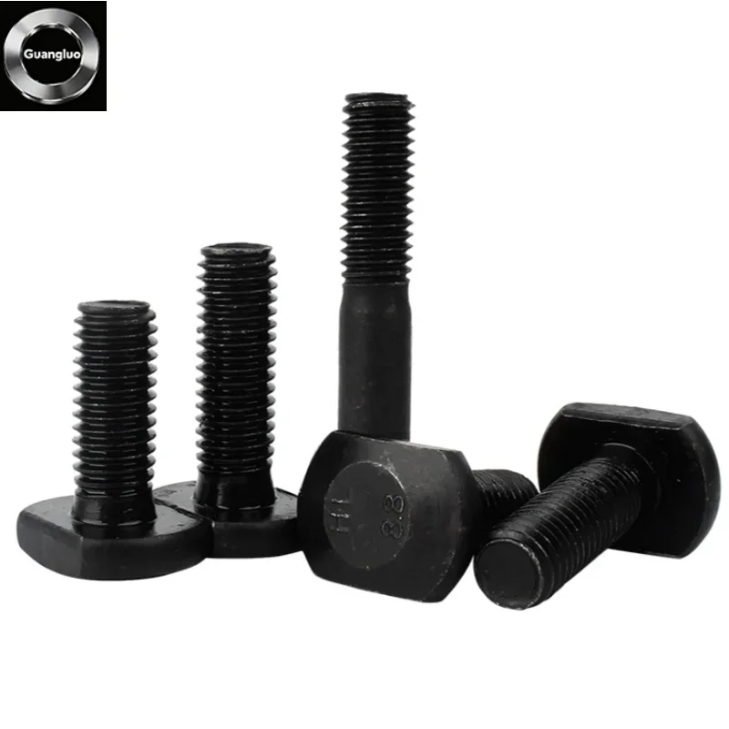 M8 M10 M12 GB37 الصف 8.8 الأسود الكربون الصلب T شكل لكمة آلة طحن المسمار الخيوط قضيب لقط غطاء الترباس كامل/نصف الموضوع