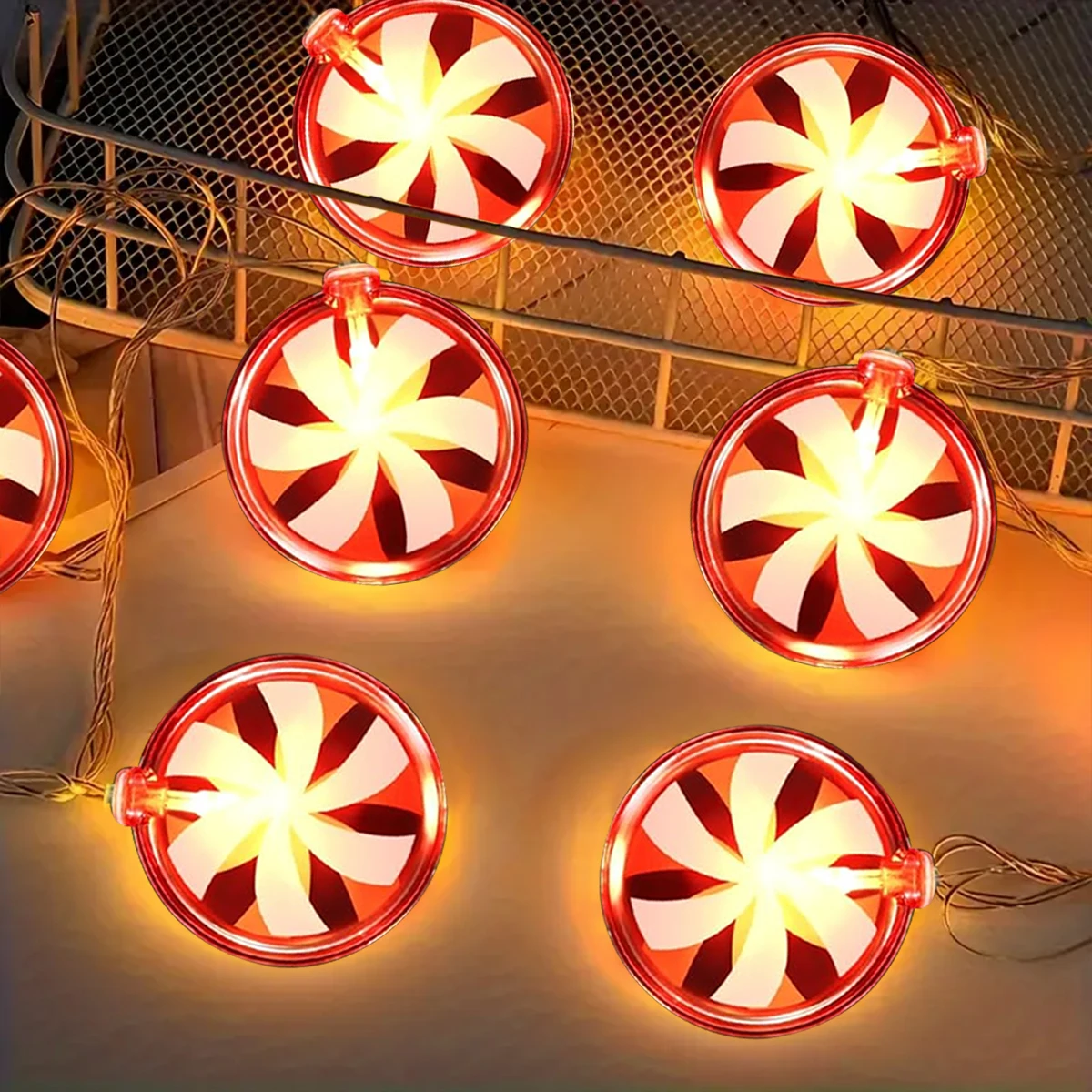 Pop 1pc 10/20/30 LED Red Walking Stick And Candy String Lights Fairy Atmosphere Hanging Lamp Battery Powered Suitable For Home D