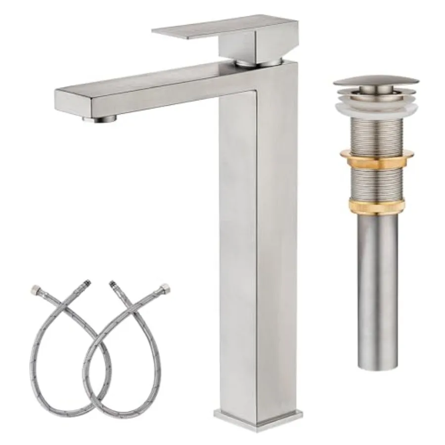 

Vessel Sink Faucet 1 Hole Single Handle Bathroom Vanity Faucets Modern Utility Rv Laundry Bath Restroom Mixer Tap with Metal Po