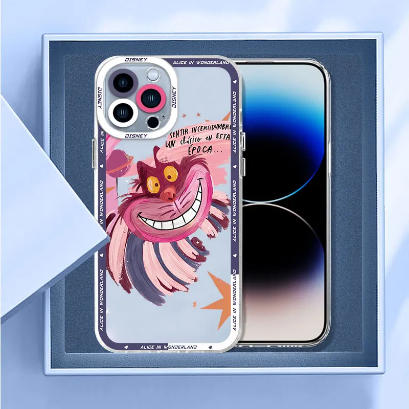 Disney Alice Cheshire Cat Phone Case for Apple iPhone 15 Pro Max 13 14 Plus 12 Mini 11 Pro XR 8 SE 7 XS MAX Matte Cover