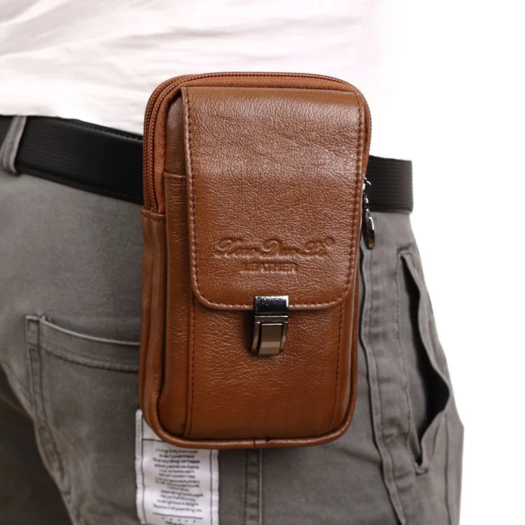 

Men's genuine leather waist bag 5.5/6-inch mobile phone bag with belt, retro cowhide mobile phone waist bag 6.5-inch