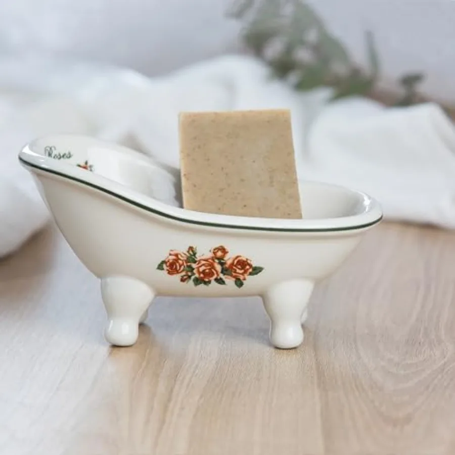 

1 Piece 5.6" Ceramic Mini Clawfoot Slipper Bathtub Soap Dish Vintage Decortative Soap Dish