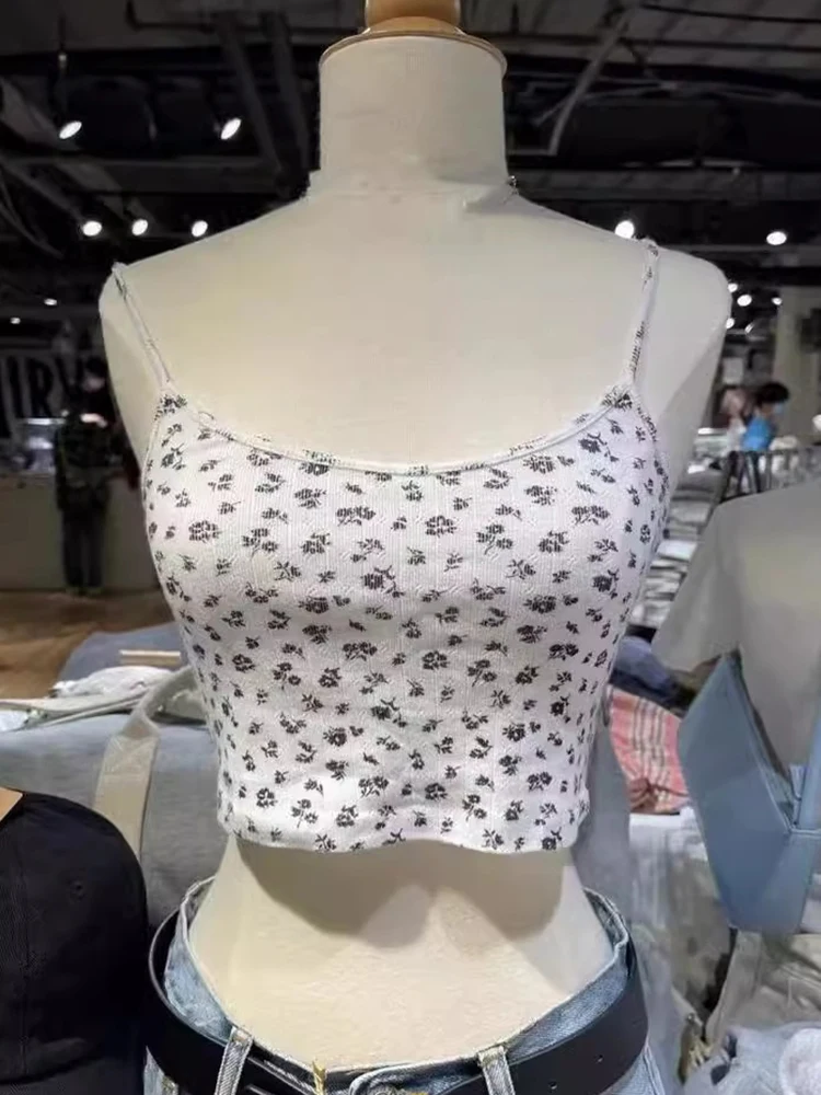 

Floral Hollow Out Slim Crop Top For Woman Summer Cute Sexy Sleeveless Cotton Soft Y2k Camis Casual Sweet Short Vintage Tank Tops