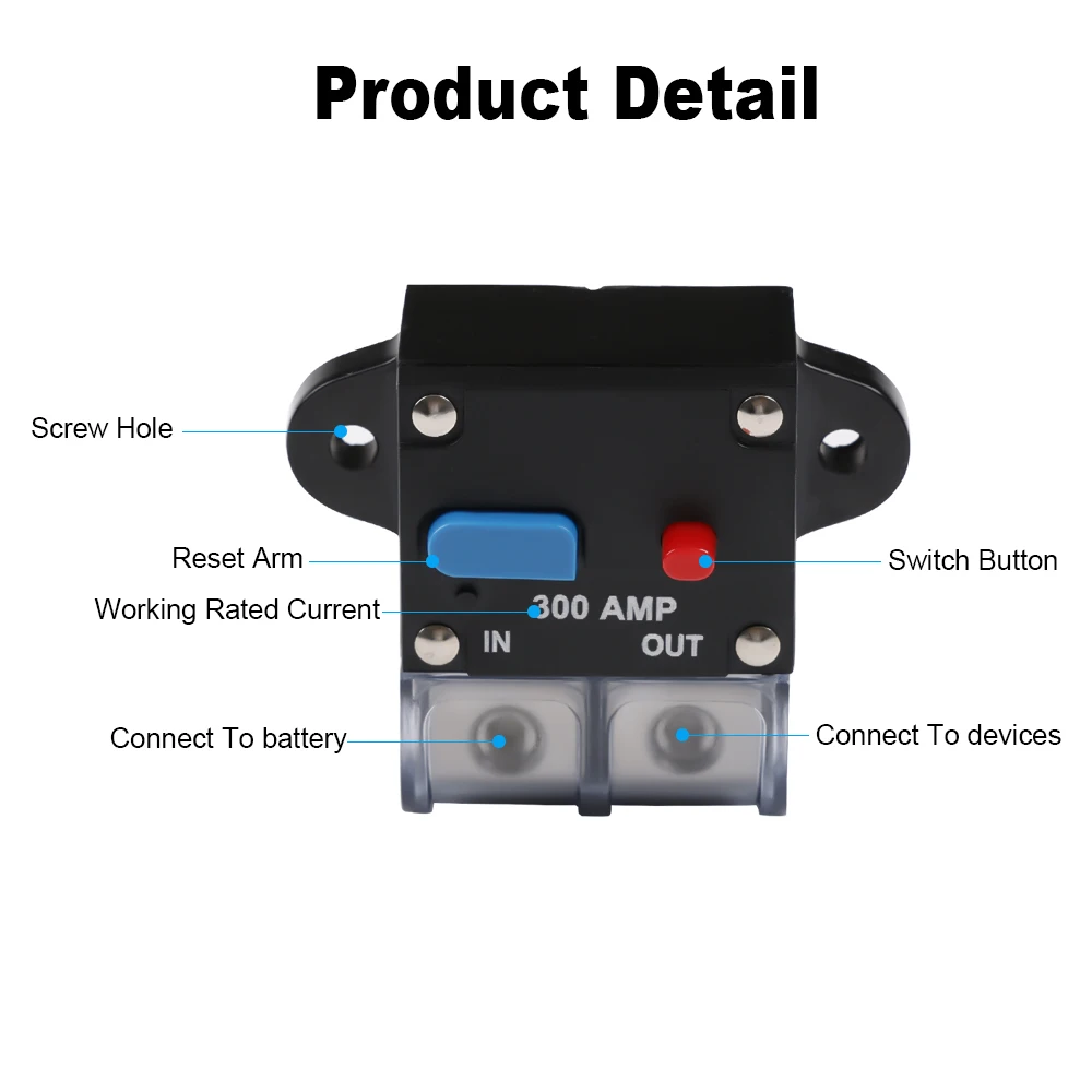 50A-300A Resettable Circuit Breaker 12V-48V Self Recovery Circuit Breaker Manual Reset Button for Car Audio and Amps Protection