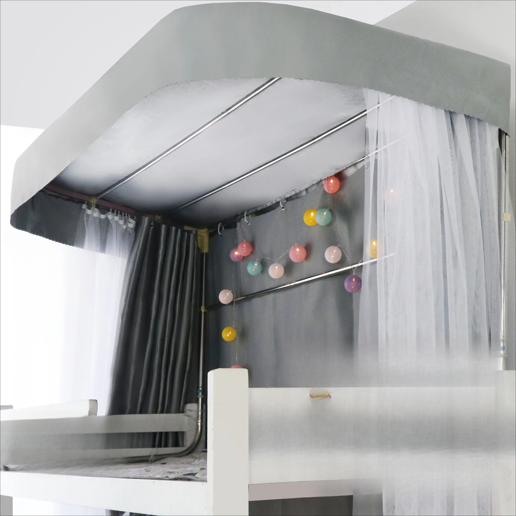 

Bedroom u-shaped track bed curtain dormitory upper bed mosquito net integrated strong shading u-shaped double track bed