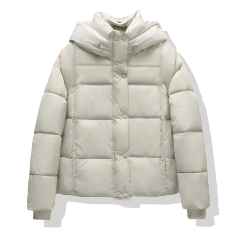 

New Fashion Autumn Winter Women's Solid Color Casual Trendy Daily Loose Thicken Hooded Quilted Coats Female Clothes Parkas Tops