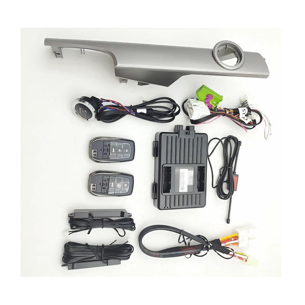 For Prado 12-17 Add Engine Push Start Stop Kit  Remote Key Starter Keyless Control Car Accessories with Gray Panel Parts