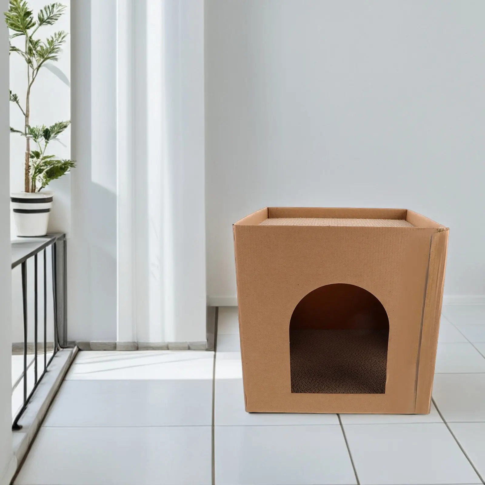 Cat Scratcher Nest Square Corrugated Cardboard Scratch Pad House for Resting Playing Scratching Safe Minimalist Cat Furniture