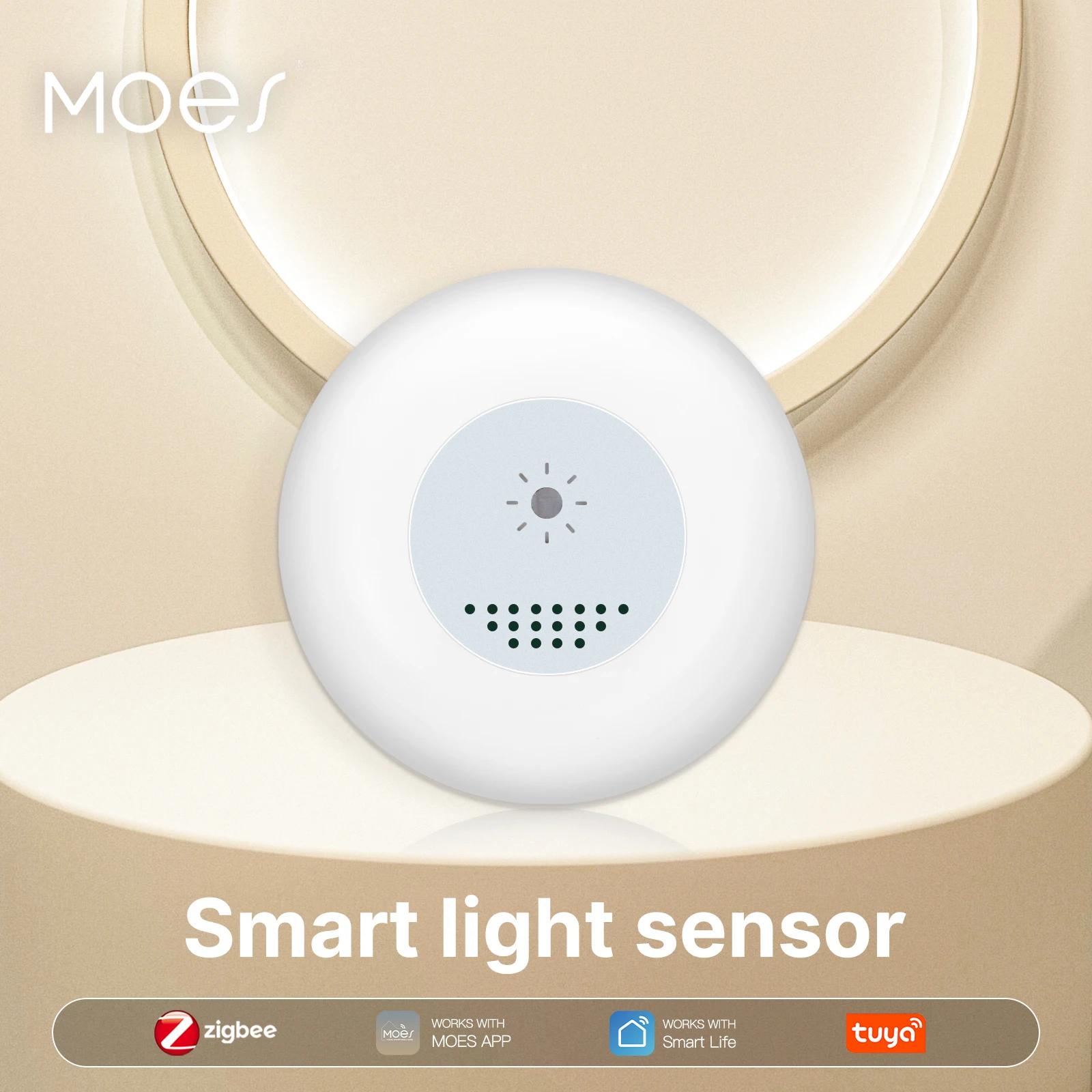 

MOES Tuya Zigbee Smart Light Sensor Illuminance Brightness Detection Home Lighting Automation Smart Home Detector APP Control