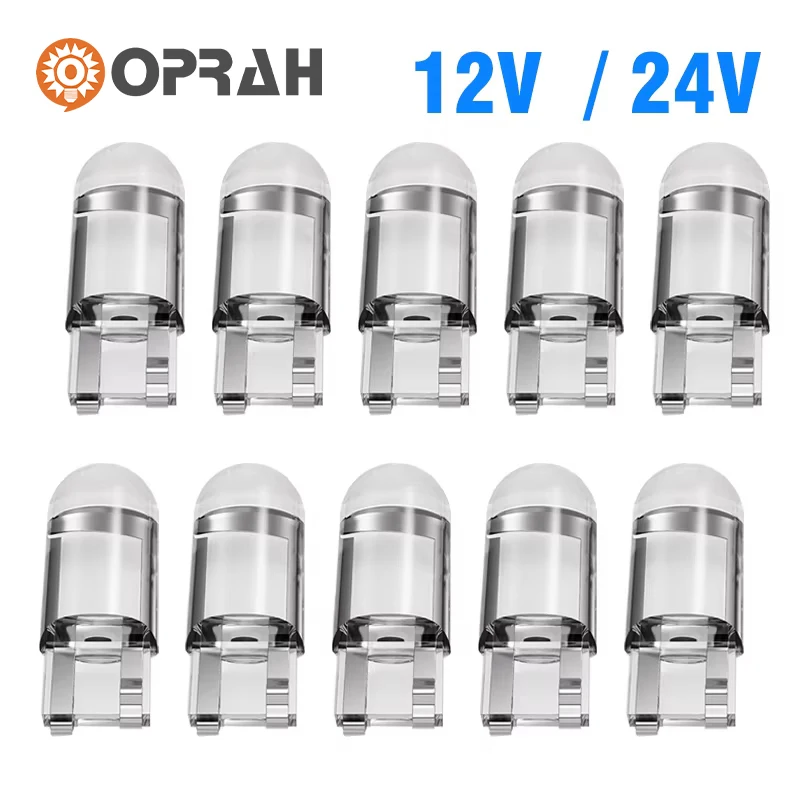 

10Pcs T10 W5W 194 168 COB For Car LED burst Bulb Green Red 3000K 6000K Amber License Plate Lamp Auto Dome Lights Canbus 12V 24V