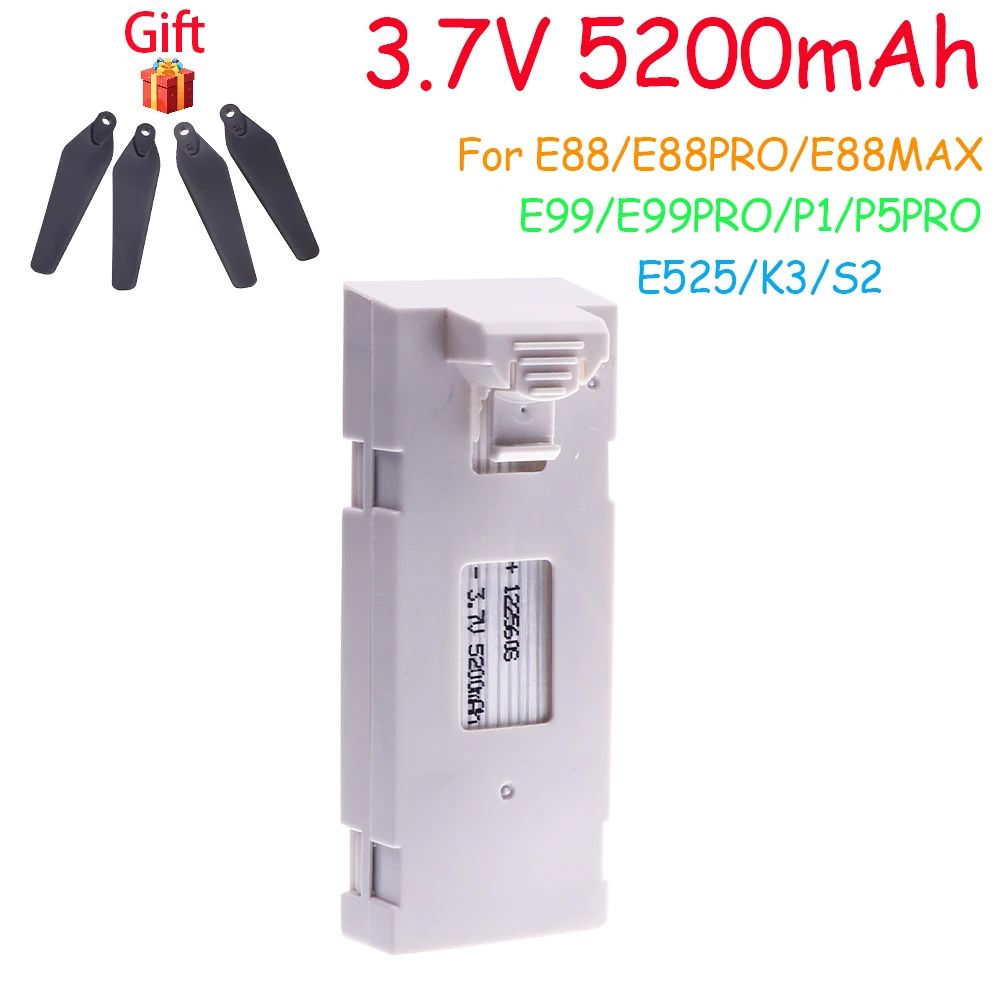 Drone Battery 3.7V 5200mAh Rechargeable Li-ion Battery For RC Drone E88 E88PRO E99 S2 P1 K3 P10 A13 S98 E525 RC Quadcopter Parts