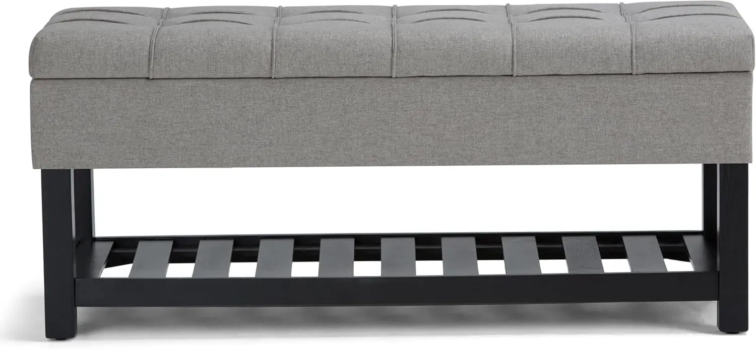 ม้านั่งออตโตมันทรงสี่เหลี่ยมผืนผ้าเปลี่ยนผ่านกว้าง 43 นิ้วสําหรับห้องนั่งเล่นและห้องนอน