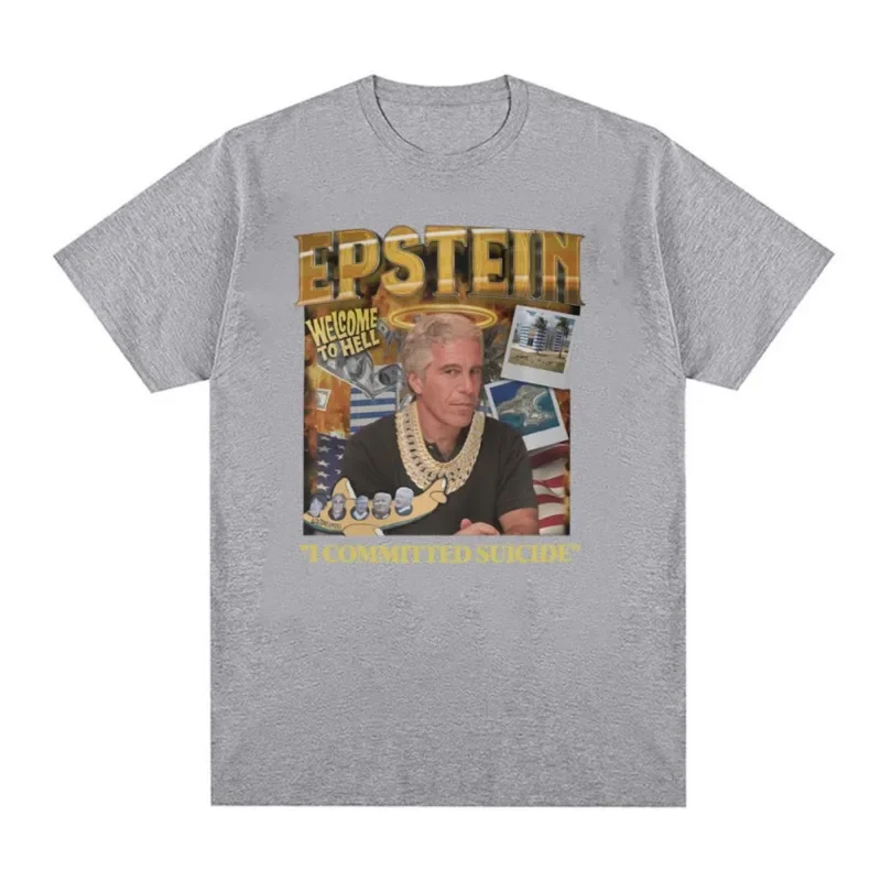 Funny Jeffrey Epstein Meme Graphic T-shirts Men Clothing Vintage Harajuku Gothic T-shirt Unisex Summer Oversized Cotton T Shirt