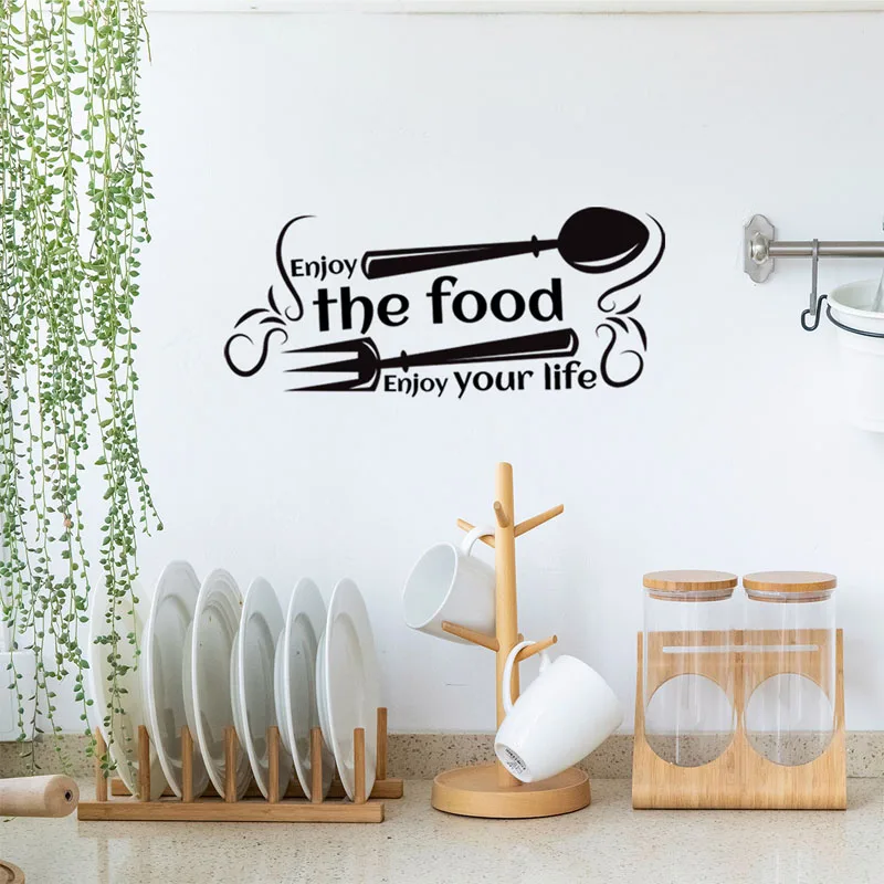 English Tableware Silhouette Wall Stickers Decorative Kitchen Decoration Restaurant Stickers