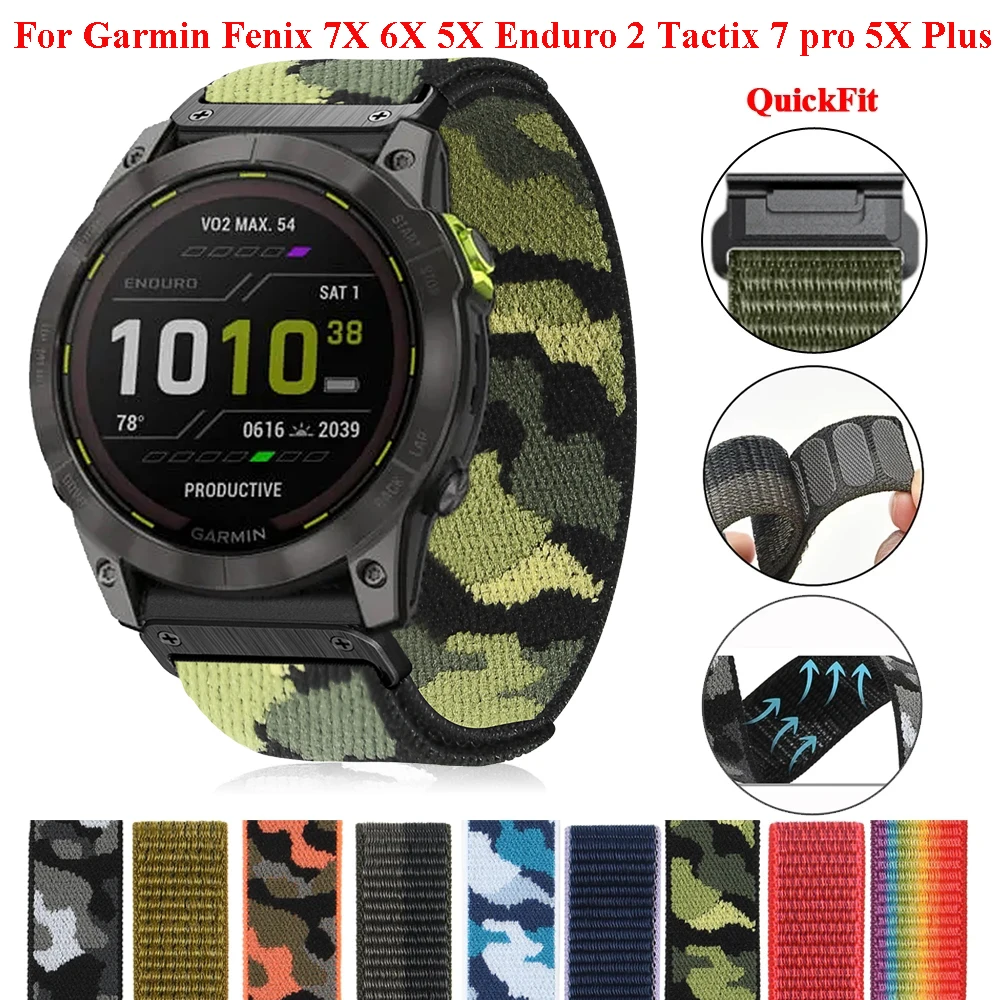 

26mm Nylon Watch Strap For Garmin Fenix 7X 6X 5X Plus 3 3HR QuickFit Wristband Garmin Descent Mk1 MK2 Smartwatch Wirstband Watch