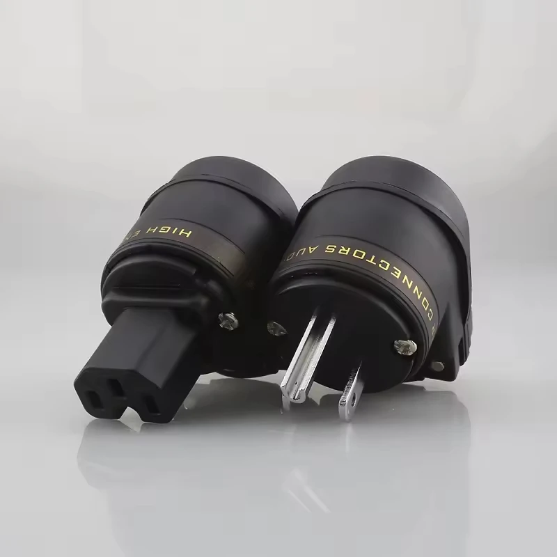 New  24K SCHUKO Mains Right Angle Male Plug to IEC C13 Female Socket HIFI Power Connector