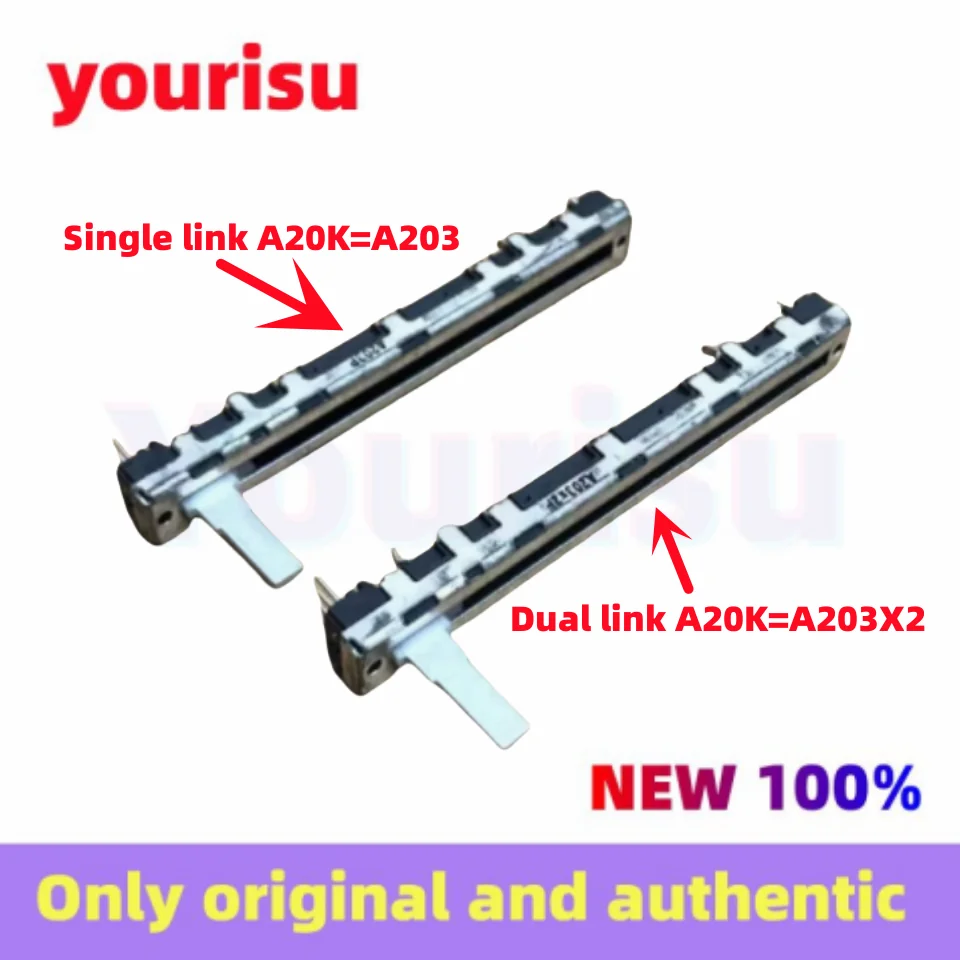 1Pcs/Lot original mixer MG16CX MG12XU sliding potentiometer fader dual connection 75MM A20K A203 6PIN