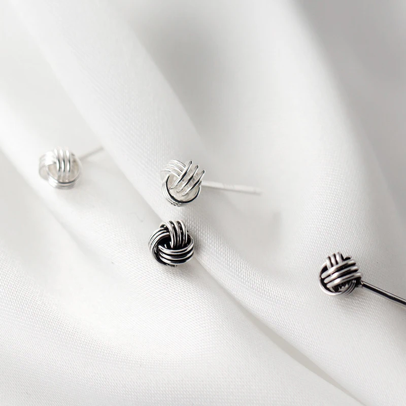 Modian New Arrival Lovely Knotted Stud Earrings for Women Sterling Silver 925 Anti-Allergy Four Size Ear Pin Fine Jewelry Gift