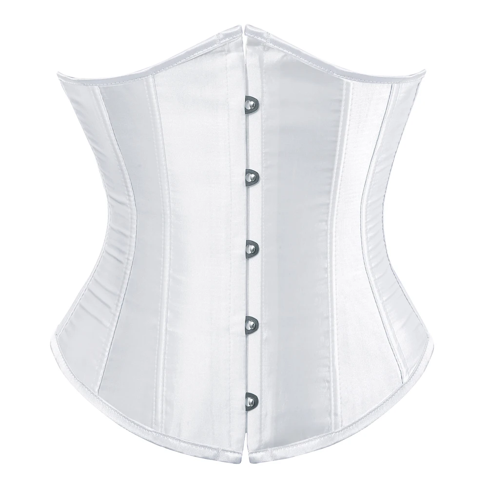 Women Gothic Sexy Satin Underbust Corset Bustier Top Waist Cincher Slimming Body Shaper Corsets Bustiers Lingerie Plus Size