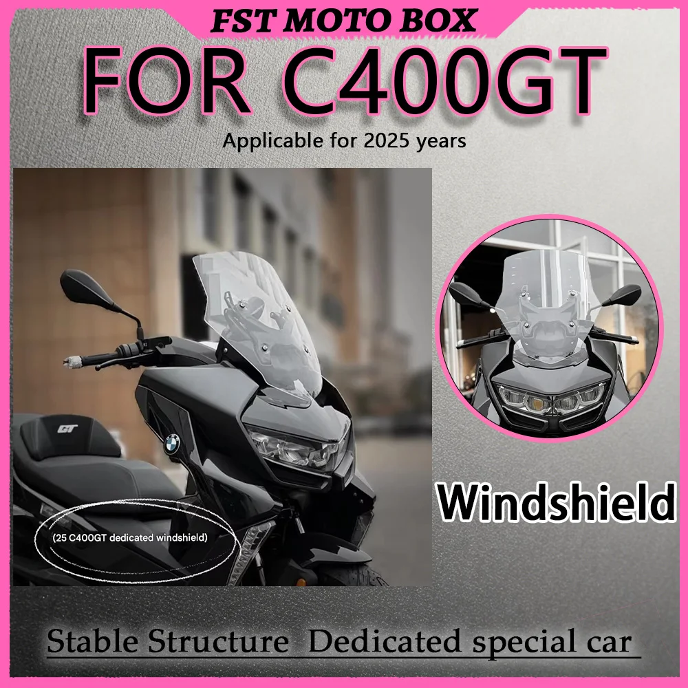 FOR C400GT 2025 Modified Heightened Windshield Original-Vehicle Molded for Precise Fit Helmet Turbulence Diverting Reduced Wind