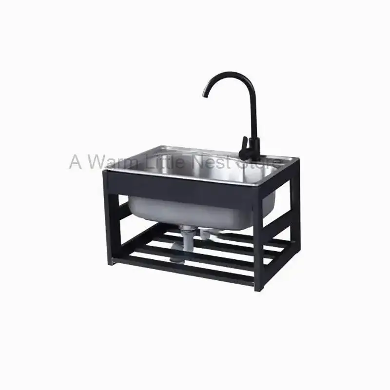 

Stainless Steel Kitchen Sinks with Bracket for Home Balcony Wall-mounted Pool Washbasin Creative Kitchen Accessories Single Sink