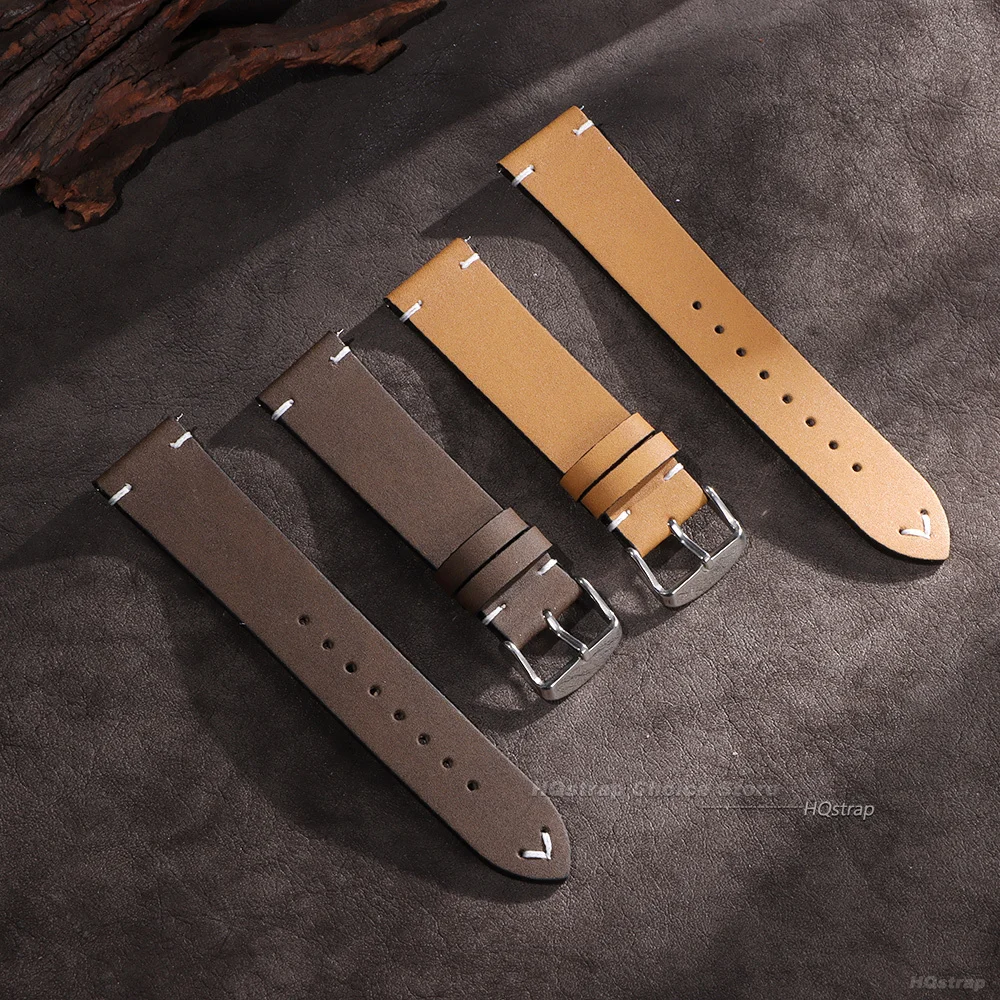 الإفراج السريع الجلود حزام ساعة اليد خياطة 18 مللي متر 20 مللي متر 22 مللي متر العالمي حزام ساعة خمر أسود أزرق براون حزام الساعات اكسسوارات