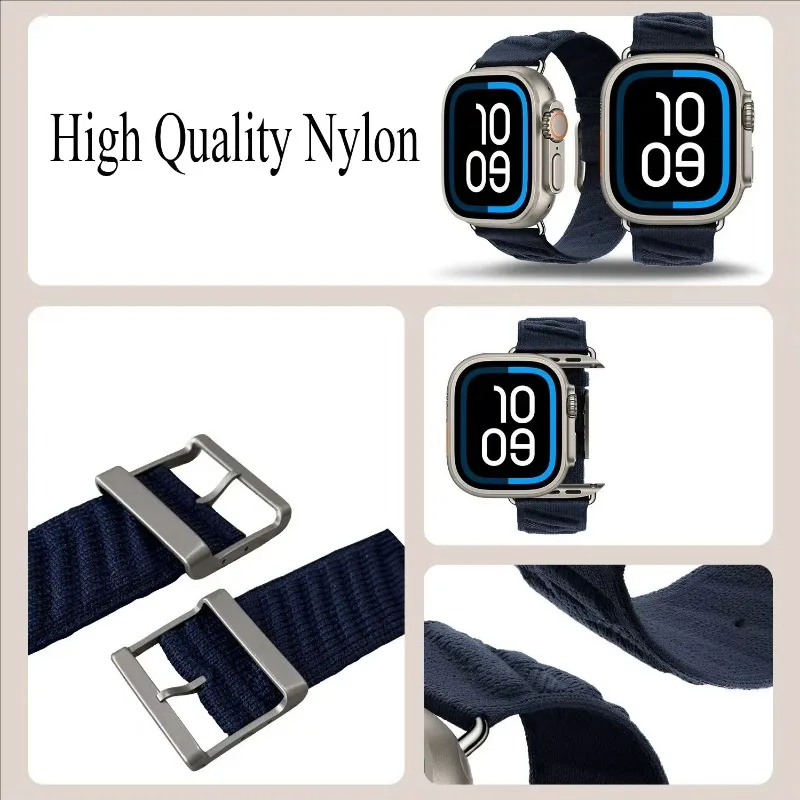 Нейлоновый ремешок Ocean для Apple Watch Ultra 10 9 8 7 6 5 4 SE Удобный прочный браслет iWatch 49 мм 45 мм 46 мм 42 мм 41 мм 44 мм 40 мм