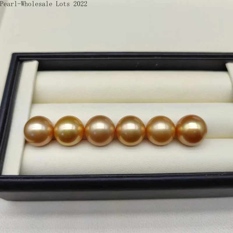 New 14-15mm Gold Pearls Round Luster Pearl Loose Peal for Fine Women Making DIY Earrings Pendant