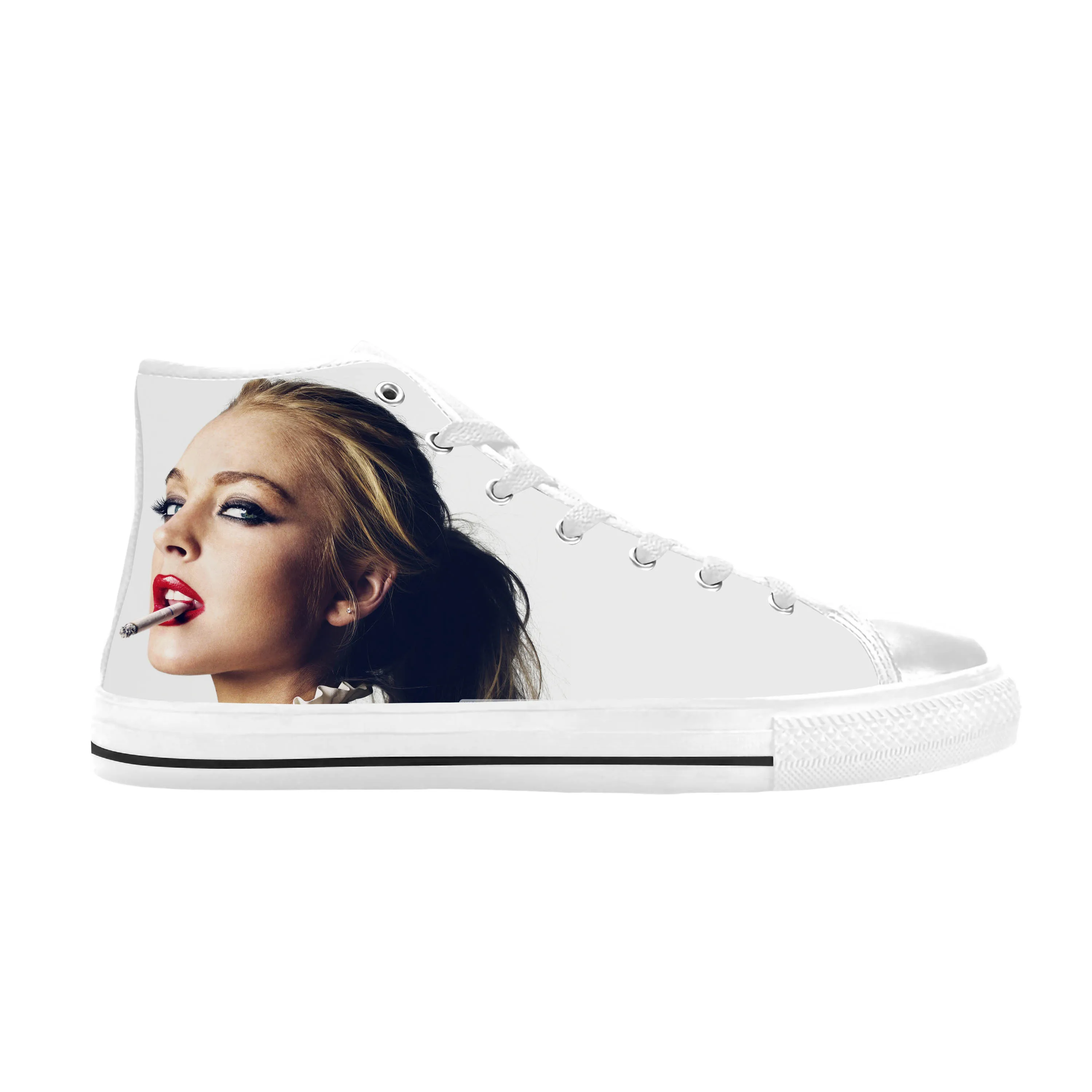 Hot Lindsay Lohan Movie Star Actor Singer Fashion Casual Cloth Shoes High Top Comfortable Breathable 3D Print Men Women Sneakers