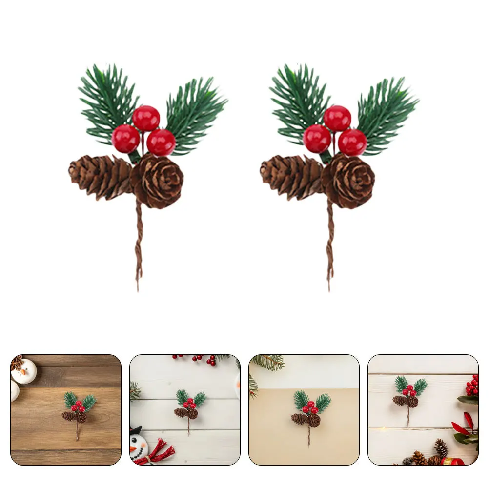 

30Pcs Fake Pine Branches with Berries Christmas Decor Picks Realistic Artificial Evergreen Stems for Wreaths Garlands DIY