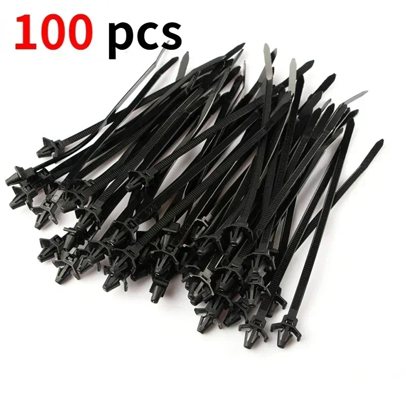 100pcs Wire Harness Fastener Cable Clamp Clips Cable Ties Management Car Wire Organizers For Car Corrugated Pipe Car-styling