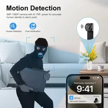 מצלמת מיני WiFi HD 1080P ניידת עשה זאת בעצמך, מקליט וידאו מיקרו מצלמת וידאו אלחוטית P2P, הקלטת לולאה תמיכה בצפייה מרחוק 6 best sales מצלמת wifi נסתרת - №4