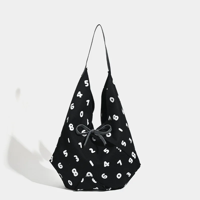 

Fashion large simple handheld canvas bag casual multifunction Korean lazy cotton material digital printing pattern commuter bag
