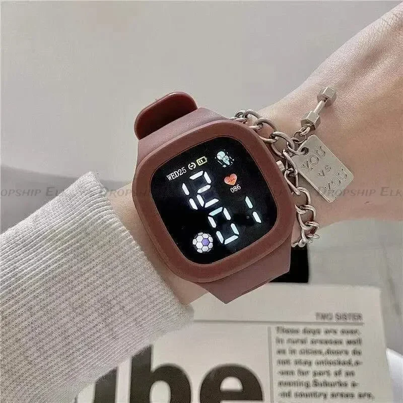 New LED Digital Watch Electronic Watch Button Square Silicone Touch Screen Boys and Girls Watches Sports Fashion Wrist Watch